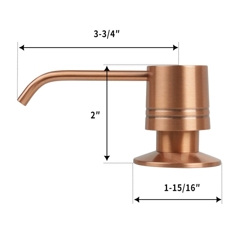 Akicon Copper Soap Dispenser for Kitchen Sink, Brass Body Refill from Top, Built in Design with Large Liquid Soap 17 OZ Bottle, Countertop Soap Dispenser (Copper, Modern) - Image 5
